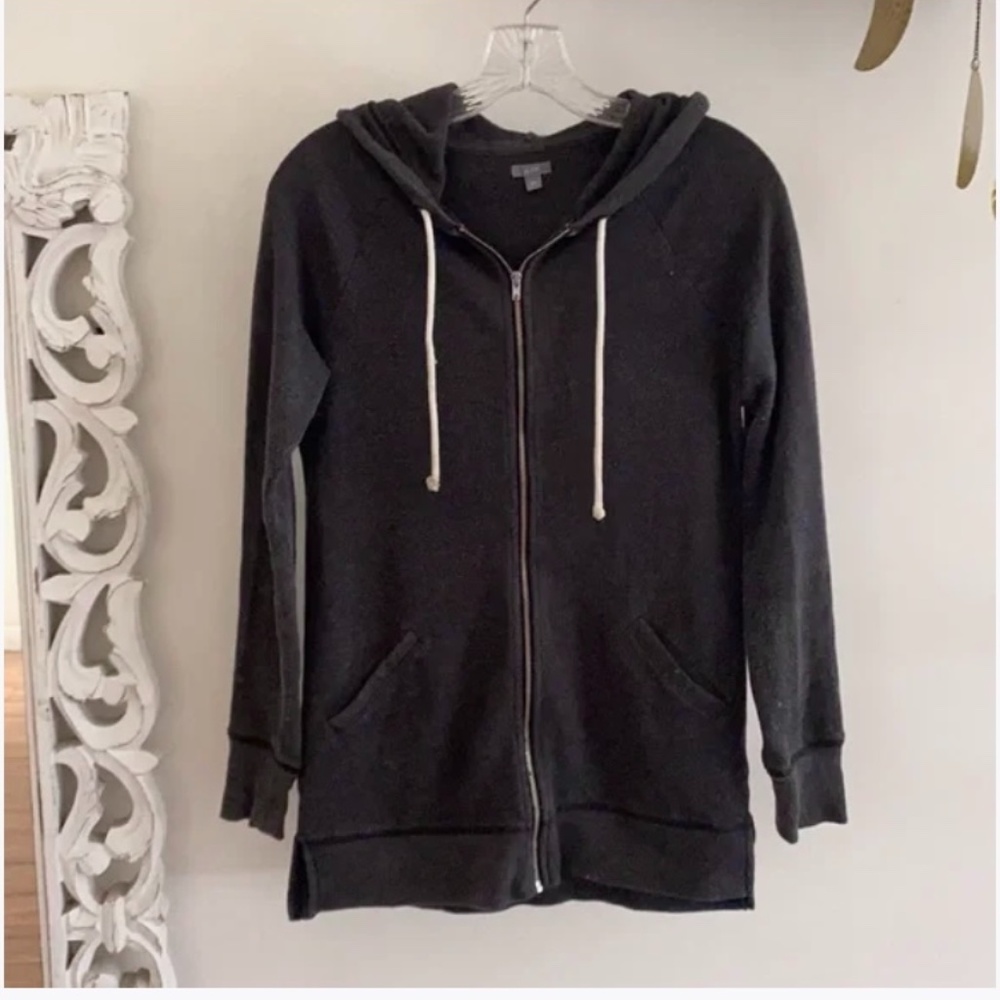 🪞 aerie long zip up front hoodie long sleeve athleisure sweater,  side pockets